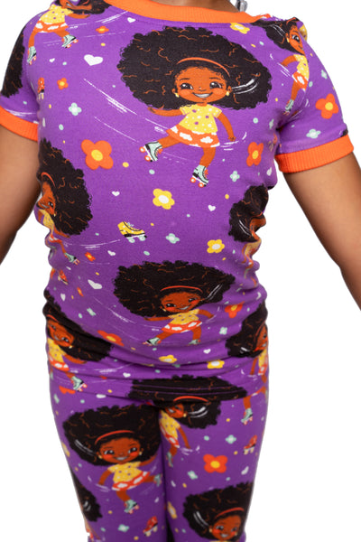 Roller Dream Queen PJ Set Snug Fit Pajamas Set Girls Toddler Size 4T - 12