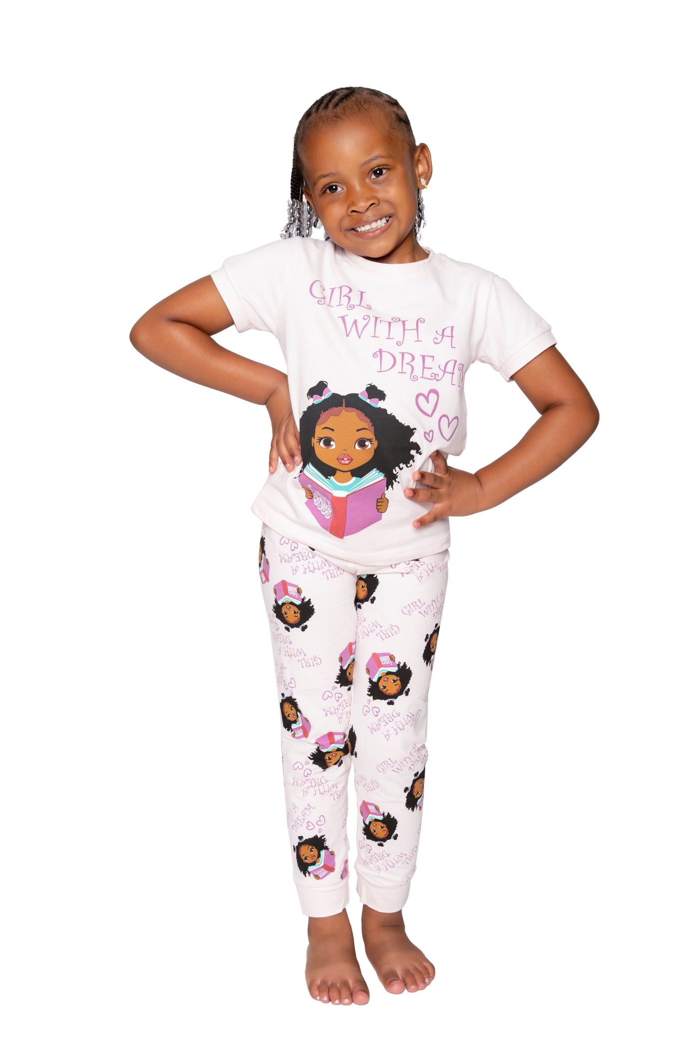 GIRL WITH A DREAM SWEET PAJAMA 2 PC SET SIZE TODDLER 2T - 14 YELLOW or PINK