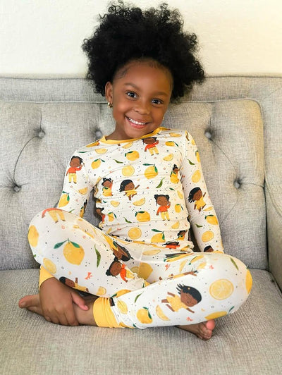 Dreams and Jammies Lemonade Dreams Girls 2-pc Long Sleeve Bamboo PJ Set 4T - 12