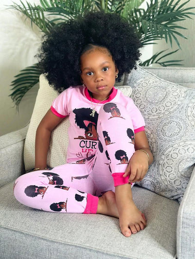 CURLY HEAD CUTIE HAIRSTYLES PAJAMA 2 PC SET SIZE TODDLER 2T - 14 PINK