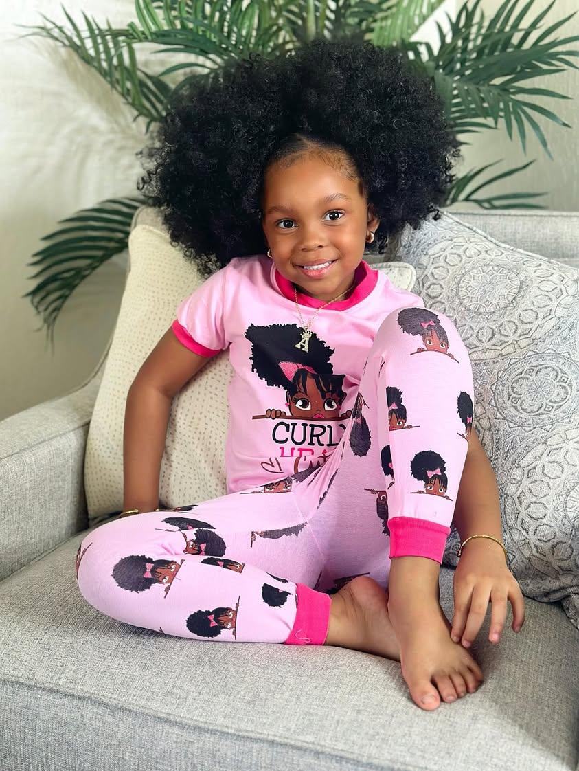 CURLY HEAD CUTIE HAIRSTYLES PAJAMA 2 PC SET SIZE TODDLER 2T - 14 PINK