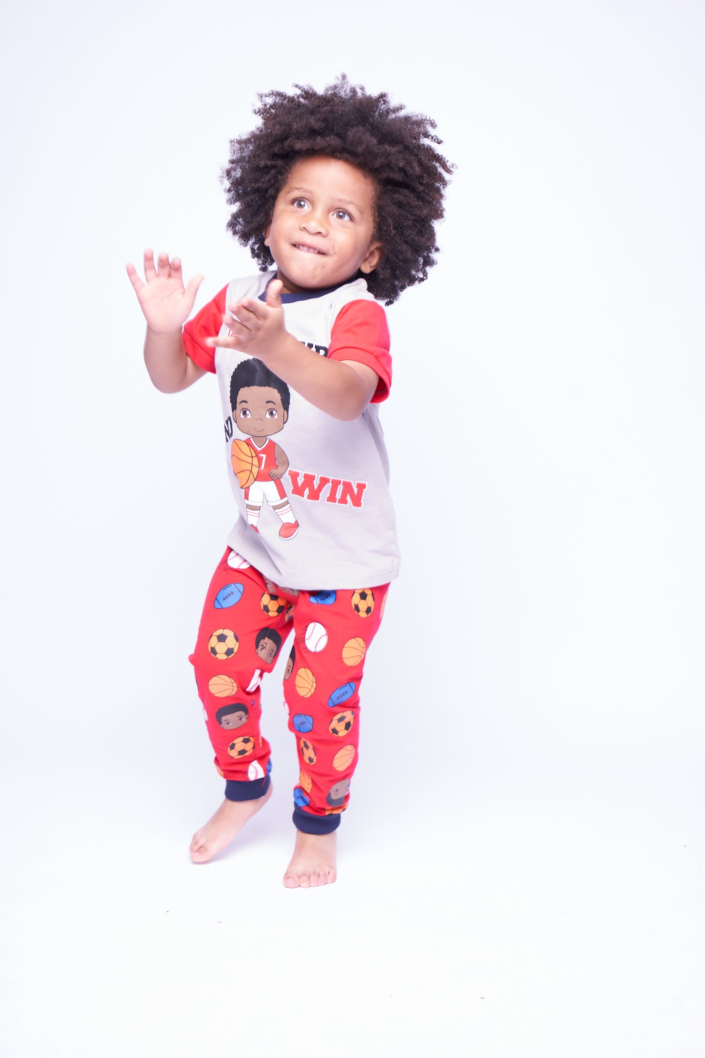 Wake Up & Win Sports Kids Boys Pajama 2 pc set size Toddler 2T - 14