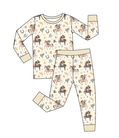 Cowboy Dreams 2 pc PJ Set Bamboo Pajamas Set Boys Toddler Size 4T - 12