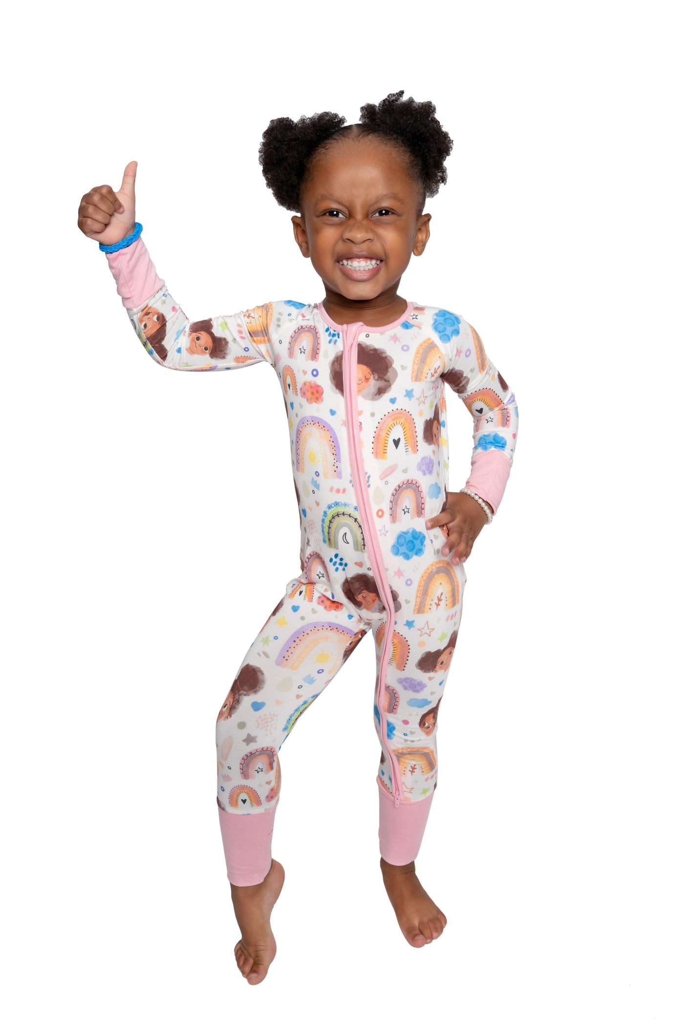 Afros and Rainbows Bamboo Zip One Piece Sleepy Set