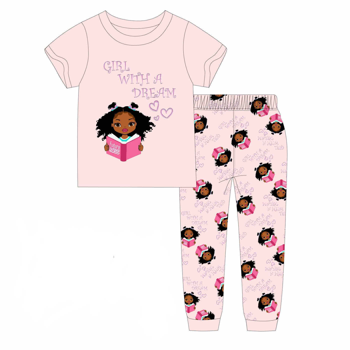 GIRL WITH A DREAM SWEET PAJAMA 2 PC SET SIZE TODDLER 2T - 14 YELLOW or PINK