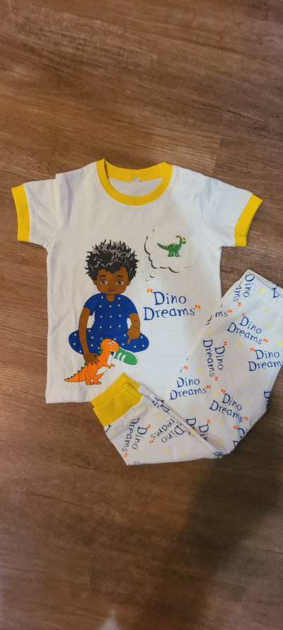 DINO DREAMS Boys Pajamas 2-PCS Set Yellow