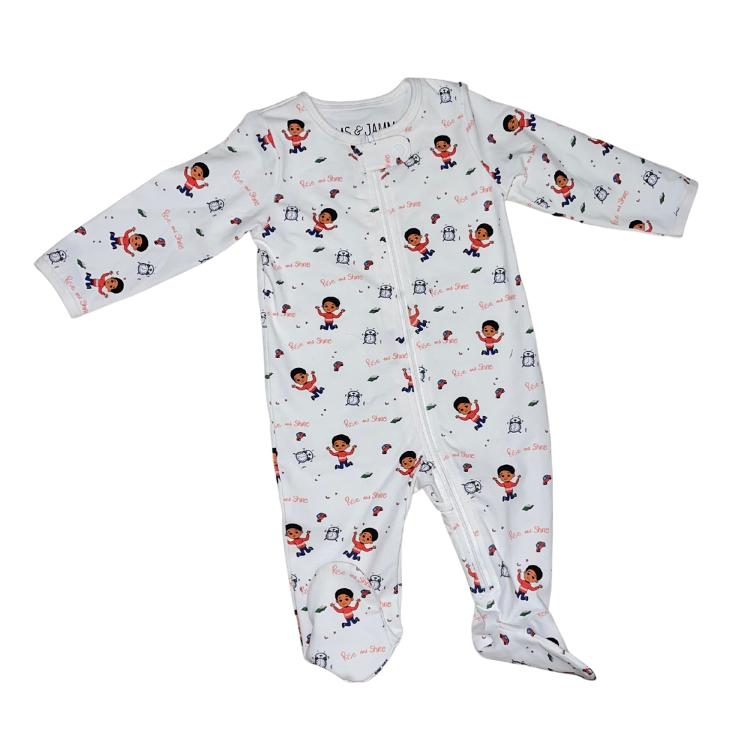 Rise and Shine Baby Boy Long Sleeve Infant 1 pc Footie Pajamas