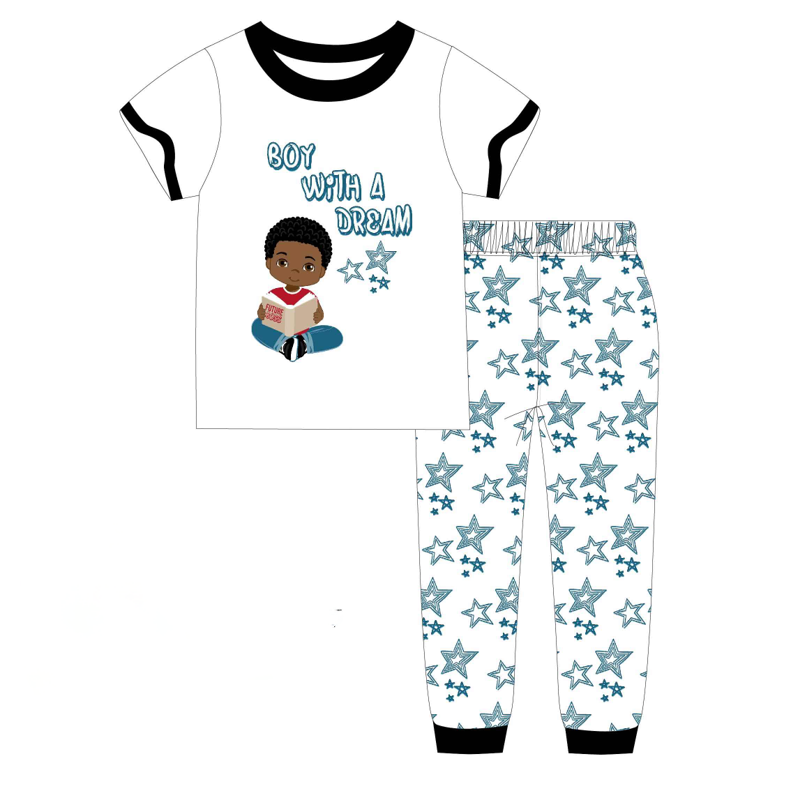 BOY WITH A DREAM READING BOOKS PAJAMA 2 PC SET SIZE TODDLER 2T - 14