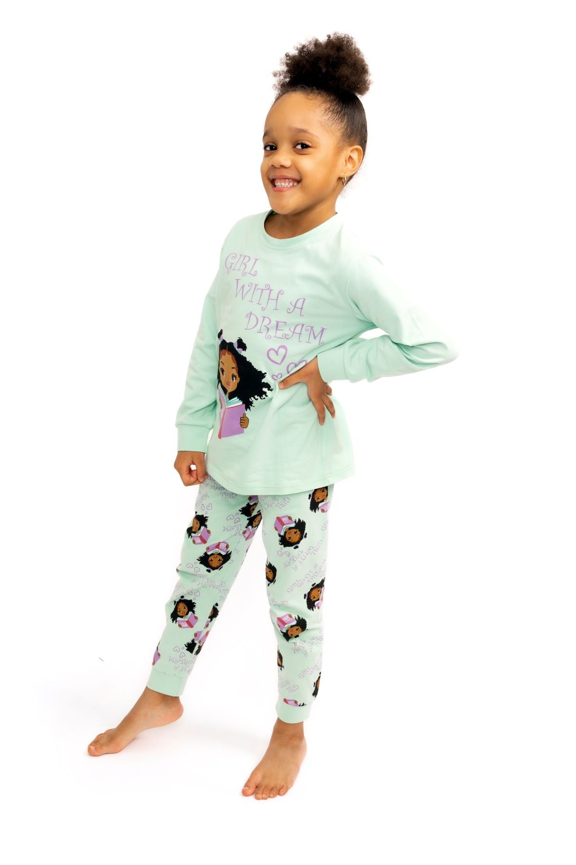 GIRL WITH A DREAM SWEET PAJAMA 2 PC SET SIZE TODDLER 2T - 14 FROSTED MINT