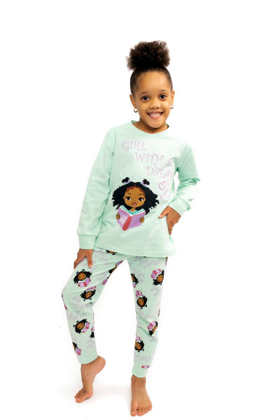 GIRL WITH A DREAM SWEET PAJAMA 2 PC SET SIZE TODDLER 2T - 14 FROSTED MINT