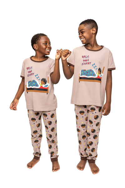 99% NOT READY FOR BED BOY PAJAMA 2 PC SET SIZE TODDLER 2T - 14 CHOCOLATE