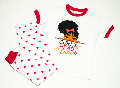 CURLY HEAD CUTIE HAIRSTYLES PAJAMA 2 PC SET SIZE TODDLER 2T - 14 WHITE
