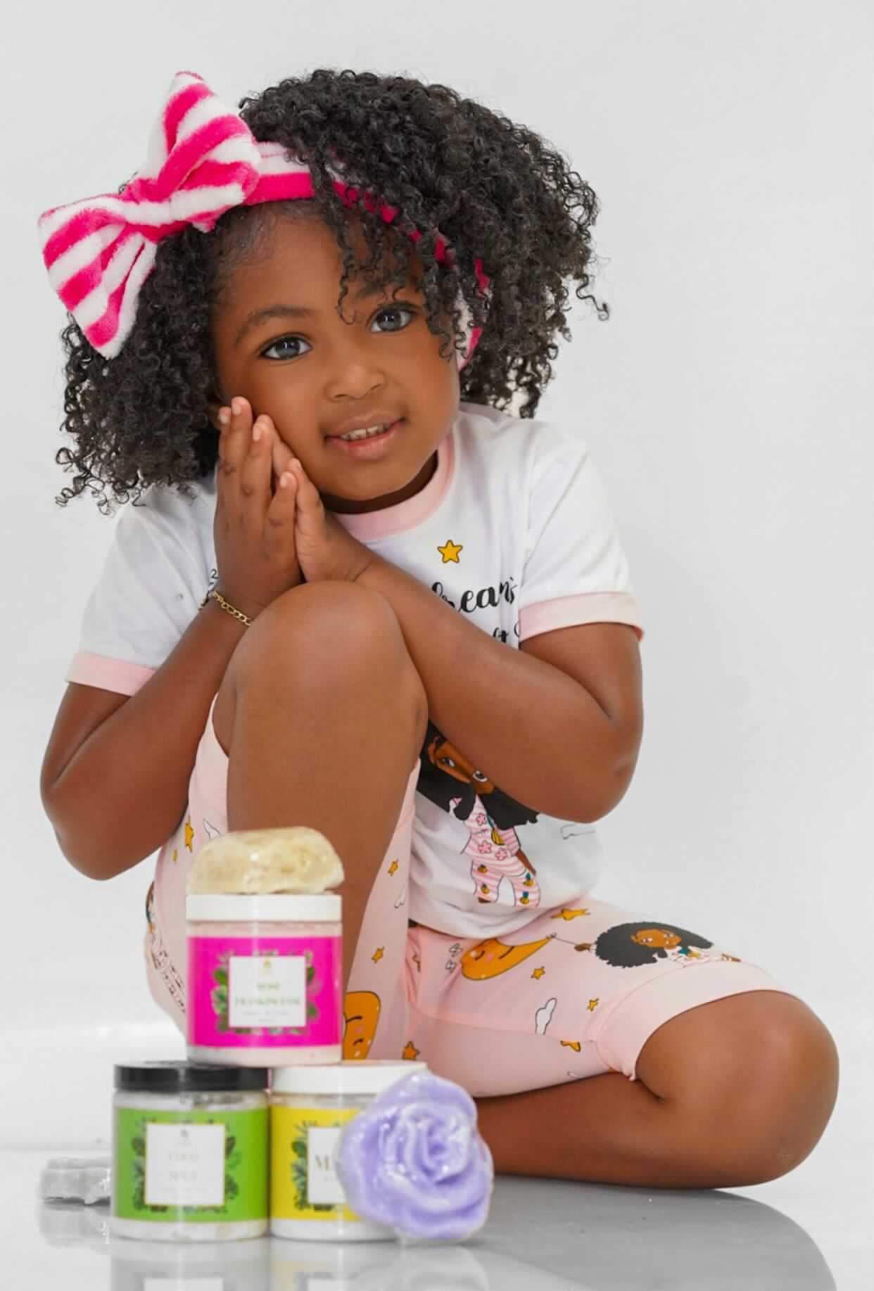 Girl Kids Pajamas 2-PCS PJs Set Shirt and Shorts Nightwear Homewear Children Clothes Sleepwear Cotton Pink Sweet Dreams Sleep Tight