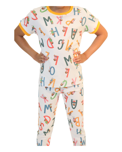 Unisex Alphabet Education Pajama Set for Toddler 2T -14