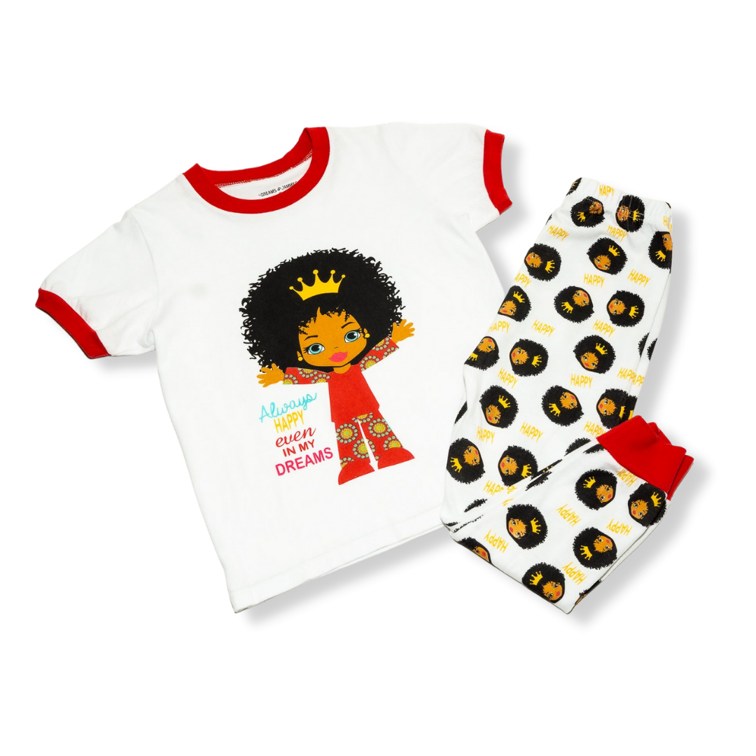 HAPPY DREAM GIRL PAJAMA SHORT SLEEVE 2 PC SET SIZE TODDLER 2T - 14 RED